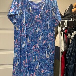 Lilly Pulitzer Blue and Pink Midi Dress